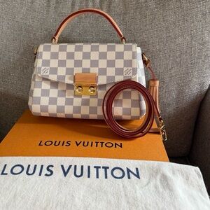 Louis Vuitton Damier Azur Crossbody Bag in Cream and Tan